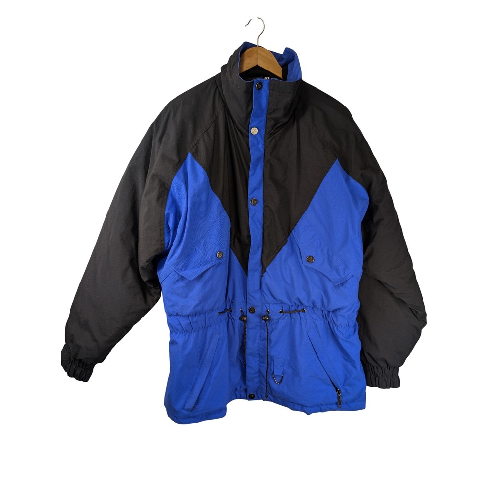 Vintage Black Bear Ski Jacket Blue Black Colorblock Insulated Parka XL 2530